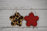 Cheetah print and Red Leather Earrings