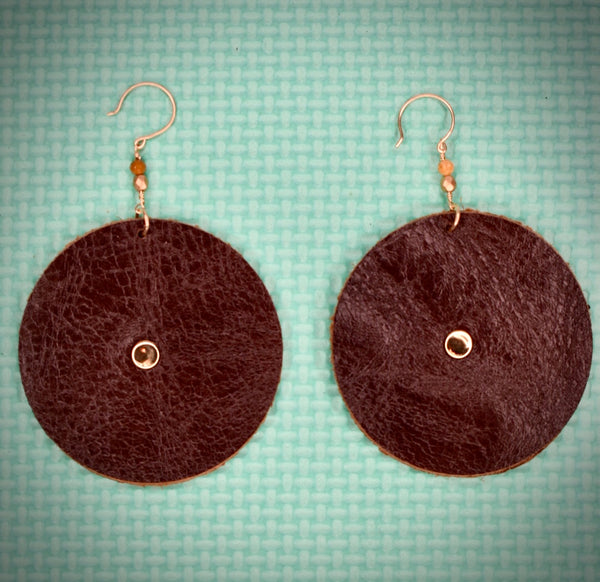 Brown and Caramel Leather Earrings