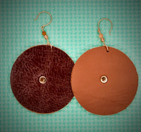 Brown and Caramel Leather Earrings