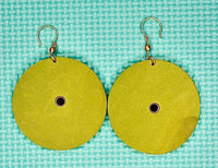 Snakeskin and Green Leather round earrings