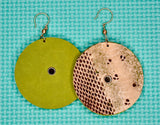 Snakeskin and Green Leather round earrings