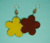 Apple Green and Brown Leather Flower earrings
