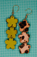Leopard and Green Leather Earrings