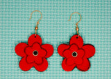 Red and Black leather earrings