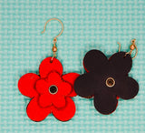 Red and Black leather earrings