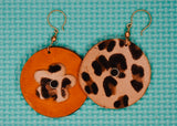 Mustard and Cheetah Print Leather Earrings