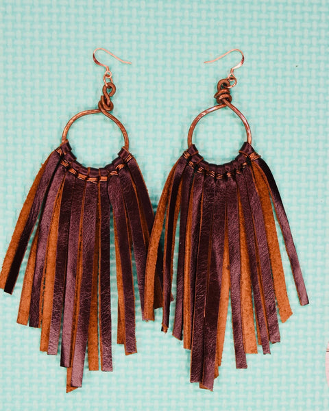 Brown Wild Child Leather earrings